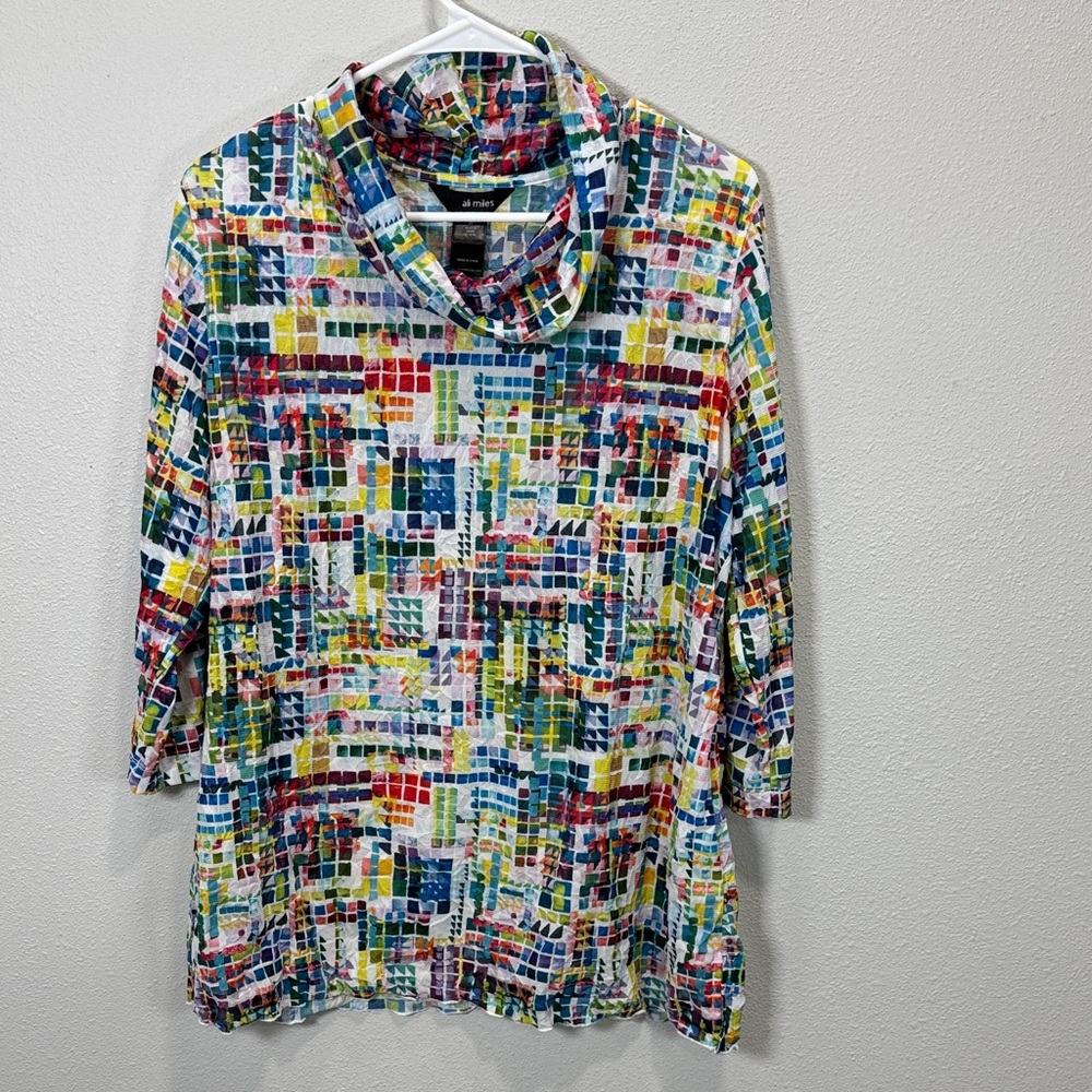 Ali Miles‎ Multicolor Mosaic Print Blouse
